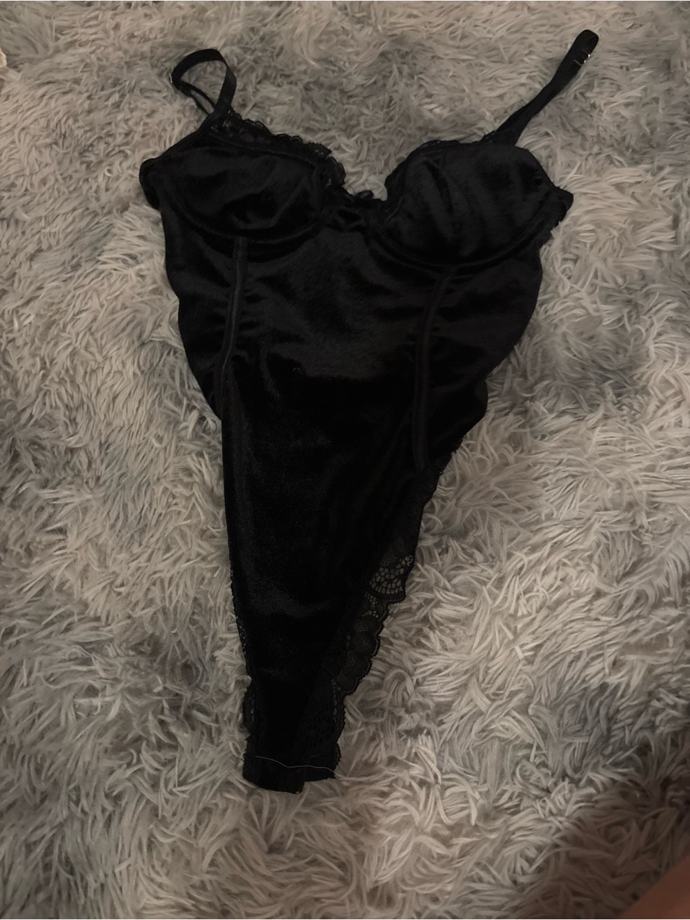 Black Lace-Trim Satin Bodysuit - Women Intimates & Sleepwear